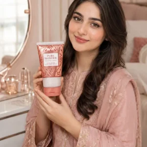 Pure Wonder Exfoliating Glow Body Scrub with female model