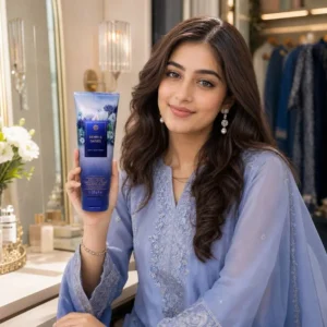 Denim & Daisies Body Cream with female model