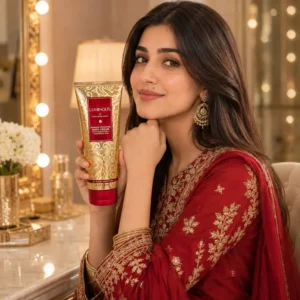 Luminous Body Cream with female model