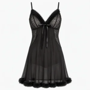 Black Lace Babydoll Nighty for Women