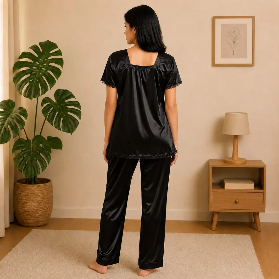 ladies nighty dress in pakistan Two Piece Night Suit for Women – Premium 2-Piece Set black leather belt
