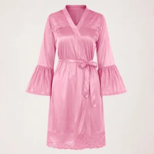 Short Nighty and Robe Set with Lace Trim